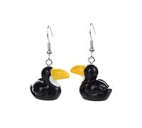 Resin Cartoon Animal Earrings - 3D Flamingo, Duck & Swan Drop Earrings for Women, Fun Lightweight Jewelry for Parties & Everyday Wear, Resin, No Gemstone