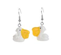 Resin Cartoon Animal Earrings - 3D Flamingo, Duck & Swan Drop Earrings for Women, Fun Lightweight Jewelry for Parties & Everyday Wear, Resin, No Gemstone