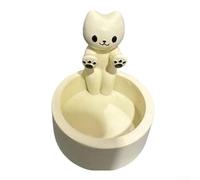 Resin cat candle holder ornament featuring charming and whimsical design, designed to hold multiple candle sizes, enhances decorative atmosphere (white B)
