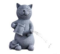 Resin Cat Figurine Solar Garden Statue Waterproof Outdoor Decor with Auto Light Sensor for Lawn Patio 26cm