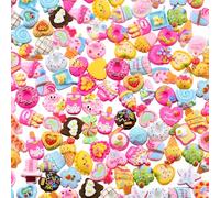 Resin Charms for Crafts 100pcs Kawaii Cute Flat Back Slime Charms Bulk Small Mini Acrylic 3D Flatback Decoden Charm for DIY Hair Clips, Scrapbooking & Embellishments (Cake Mixed)