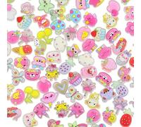 Resin Charms for Crafts 100pcs Kawaii Cute Flat Back Slime Charms Bulk Small Mini Acrylic 3D Flatback Decoden Charm for DIY Hair Clips, Scrapbooking & Embellishments (Acrylic Mixed)