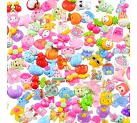 Resin Charms for Crafts 100pcs Kawaii Cute Flat Back Slime Charms Bulk Small Mini Acrylic 3D Flatback Decoden Charm for DIY Hair Clips, Scrapbooking & Embellishments (Mixed)