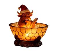 Resin Christmas Cow Lamp, Warm Glow USB Night Light with on Off Control for Tabletop Holiday Decor, Bedside Room Use, Living Room Corners Christmas Cow Decor Lamp Usb Powered Festive Tabletop Accent