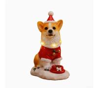 Resin Christmas Dog Ornament with 8 Songs and LED Lights(Corgi)