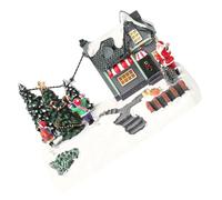 Resin Christmas House Lighted Snow Cottage Miniature Tabletop Decor