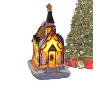 Resin Christmas Houses - LED Desk Village Decoration, Reusable Tabletop House With Landscape, Festive Ornament For Holiday Spirit | Fireplace Mantel, Coffee Table, Dining Desktop, Home