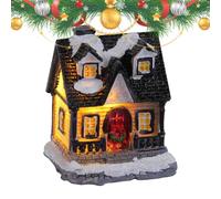 Resin Christmas Houses - LED Desk Village Decoration, Reusable Tabletop House With Landscape, Festive Ornament For Holiday Spirit | Fireplace Mantel, Coffee Table, Dining Desktop, Home
