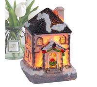 Resin Christmas Houses - LED Desk Village Decoration, Reusable Tabletop House With Landscape, Festive Ornament For Holiday Spirit | Fireplace Mantel, Coffee Table, Dining Desktop, Home