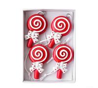 Resin Christmas pendant set designed with cookie man, lollipop, and tree decorations for hanging on various surfaces during holiday festivities (Lollipop)