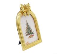 Resin Christmas Photo Frame 4x6 Red for gold 3D Bowknot Desktop Display | Smooth sturdy resin construction fits 4x6 or for 4x4 photos festive red and for gold for palette for ideal for shelf desk or