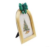Resin Christmas Photo Frame 4x6 Red for gold 3D Bowknot Desktop Display | Smooth sturdy resin construction fits 4x6 or for 4x4 photos festive red and for gold for palette for ideal for shelf desk or