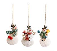 Resin Christmas Tree Decorations 3 Pieces with Hand Painted Snowman and Holiday House for Seasonal Home and Party Display (Combination Two)