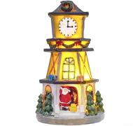 Resin Clock Tower with Built in LED Lights to Enhance For Holiday Ambiance and Tabletop Displays