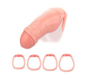 Resin Cock Cage Realistic Penis Chastity Cage Dildo Lightweight Penis Cages Male Chastity Devices with 4 Sizes Cock Rings Adult BDSM Sex Toys for Penis Bondage Sex Games (M)