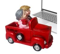 Resin Couple Figurine, Older Couple Figures, Desktop Ornaments for Indoor Use - Sitting in a Vintage Car, Collectible Figures, Elderly Couples, Ornaments, Wedding Statues for Home Decoration