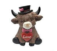 Resin Cow Pair Statue Set Designed To Complement Contemporary Rustic Or Traditional Interiors With Narrative Detailing(A)