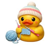 Resin Crochet Buddy Duck, 3.1 Inch Cute Duck Knitting Companion, Mini Crochet Ducks Desk Decor, Gift for Crochets Enthusiasts and Crafters