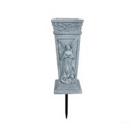 Resin Cross Tomb Vase with Angel Relief, Weatherproof Cemetery Flower Container for Graveside Memorial, Garden Decor in Memory of Loved Ones, Gray(B)