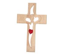 Resin Cross Wall Decoration with Carved Christian Decoration Hearts - Symbol of Eternal Love & Faith, Christian Gifts, Decoration for Living Room Heart Cross Stand Wall Sticker Ornament (22.7 x 16.5 x