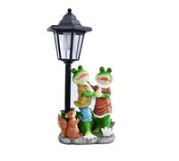 Resin Cute Figurine Light Solar Garden Statues Ornaments Outdoor Lights Statues With Solar Powered Post Lantern For Patio Balcony Yard Home Pathway Lawn Balcony Figurine Decorations(LD-053)
