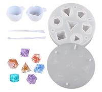 Resin Dice Molds, Polyhedral Dice Mold Silicone Dice Mold DND Dice Mold for 7Pcs Sharp Edged Dice Resin Molds Silicone Dice Moulds for Epoxy Resin DIY Dices for Handmade Dice Making Table Board Game