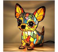 Resin Dog Table Lamp, LED Dog Series Tabletop Night Ligh, Energy Saving Design, Creating A Warm Atmosphere for Bedside Tables and Desks(Chihuahua)