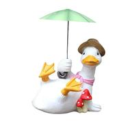 Resin Duck Ornament - Garden Lawn Statue Cute Decorative Figurine | Outdoor Balcony Pathway Sculpture Accessory, Adorable Decor Hold Umbrella with a Design and Res