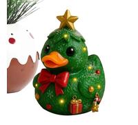 Resin Duck Statue - Gingerbread Candy Cane Texture Holiday Ornament, Adorable Animal Decoration | Perfect for Home Workplace Fireplace Table Counter Kids Room Car Interior Party Celebration