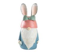 Resin Easter Bunny Gnome Figurine with Bow and Ears,Indoor Outdoor Rabbit Statue,Cute Spring Table Centerpiece and Garden Ornament for Easter Decor in Blue or Pink,Rabbit Garden Ornaments Outdoor