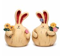 Resin Easter Bunny Rabbit Statue Hand Painted Craft Figurine For home Decor