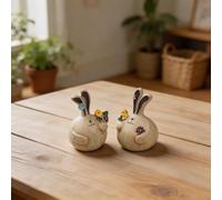 Resin Easter Bunny Statues Pair Cute Rabbit Figures for Garden Landscape Office Desk Decor Vintage Style 9cm-14cm Height(2)