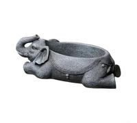 Resin Elephant for Small Plants Featuring Artistic Kneeling Pose Carved Details and Scratch Resistant Stone Like Finish