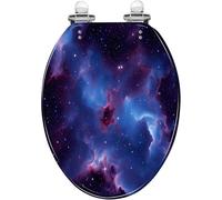 Resin Elongated Toilet Seat Cosmic Nebula Blue Purple