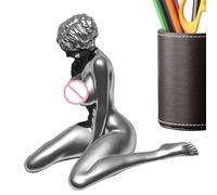 Resin Female Statue - Silver Kneeling, Nude Woman, Artistic Ornament | Elegant Craft Sculpture, Modern Body Figurine for Decorative Home Art Dormitory Apartment Living Room Display Ask ChatGP