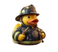 Resin Firefighter Hero Rubber Duck Figurine, Funny Fireman Duck Decor for Desk, Shelf, Home & Fire Station, Patriotic First Responder Gift Ornament