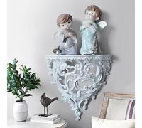 Resin Floating Shelves Wall Mounted Rustic Carved Hollow Out Decorative Retro Hollow Carving Art Ornament Rack Baroque Style Hanging Storage Rack For Living Room Bedroom Decorative ( Color : White , S