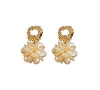 Resin Flower Earrings with Retro Style and Metal Petal Earrings Suitable for Seaside Vacations, Summer Parties and Other Occasions