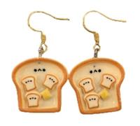 Resin Food-Themed Earrings for Women- Cute Panda, Banana, Egg & Toast Designs for Casual Wear & Gifts, Acrylic, No Gemstone
