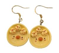 Resin Food-Themed Earrings for Women- Cute Panda, Banana, Egg & Toast Designs for Casual Wear & Gifts, Acrylic, No Gemstone