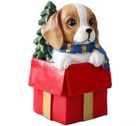 Resin For PUPPY Dog Figurine with Holiday Theme, Material for Office Desk Decoration, Cute Cartoon Style Statue for Seasonal Indoor Use (Red)