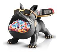 Resin French Bulldog Tray Statue, Bulldog Candy Dish Key Holder Bowl, Storage Ornament Sculpture for Office Desk Home Decor Figurines Entryway Table Decor (Climbing,Black)