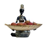 Resin Fruit Dish Candy Serving Trays with African Woman Design 22.5x13x19.5cm Table Storage Decorative Candy Restaurant Display Dessert for Wedding Reception Living Room Holiday Entertaining