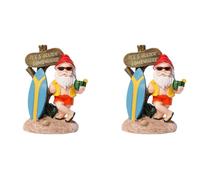 Resin Funny Gnome Figurines with Surfboard Welcome Sign