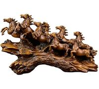 Resin Galloping Horses Feng Shui Eight Statue Desktop Decorations Business Gift Figurine Collection Horse To Success Sculpture Wealth Career Luck Decorative 0904