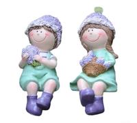 Resin Garden Figurines 2PC Cartoon Kids Outdoor Decor