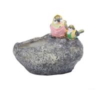Resin garden flowerpot ornament featuring bird motif, and suitable for enhancing flower pot and succulent presentations (A)