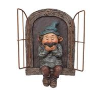 Resin Garden Gnome Statue Funny Elf Out The Door Tree Hugger Decorative Dwarf Sculpture Garden Ornaments Outdoor Leprechaun Garden Gnome
