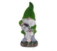 Resin Garden Gnome with Solar Light Charming Outdoor For elf for Year Round Use (B)