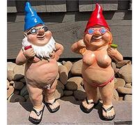 Resin Garden Gnomes Naughty Peeing Dwarf Statue Man Women Naked Gnome Decorations